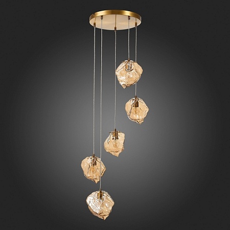 Светильник подвесной ST-Luce Латунь/Янтарный E14 5*40W SL1175.303.05 - фото