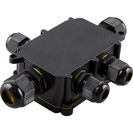 Коробка распределительная STEKKER LD525 водонепроницаемая на 5 выходов, 450V, 140х100х36, черный - фото