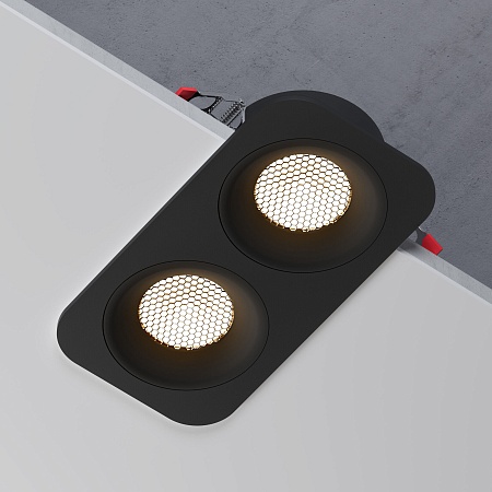 Светильник встраиваемый светодиодный с антибликовой решеткой Tetro 20W 3000K черный IP44 15277/LED Elektrostandard - фото