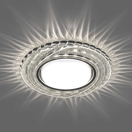 Светильник встраиваемый с белой LED подсветкой Feron CD4037 потолочный GX53 без лампы, прозрачный, хром - фото