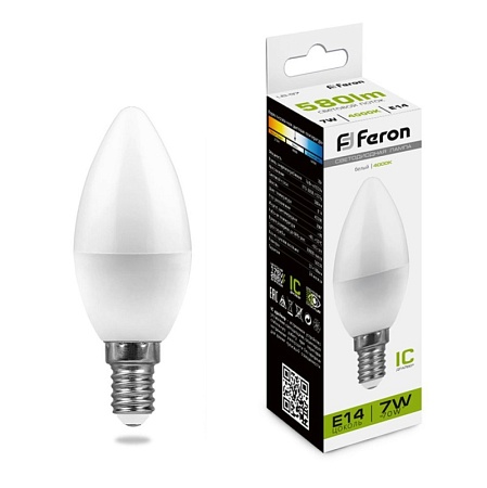 Лампа светодиодная Feron LB-97 Свеча E14 7W 175-265V 4000K - фото