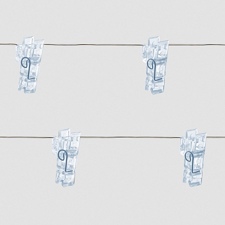 Гирлянда линейная Feron CL574 Прищепки, статичная, 4,5м USB 5000K , прозрачный шнур - фото