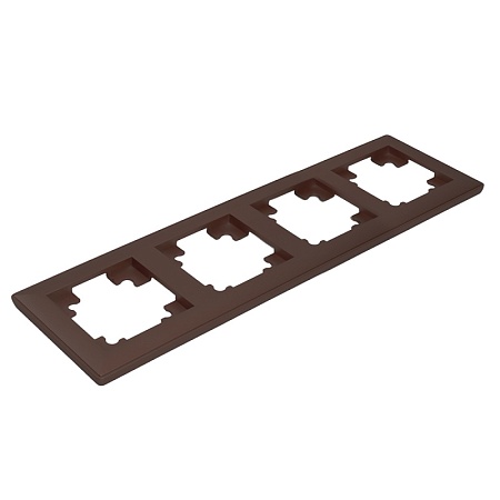 Рамка STEKKER, PFR00-7004-04 4-местная, пластик, серия Катрин, шоколад - фото