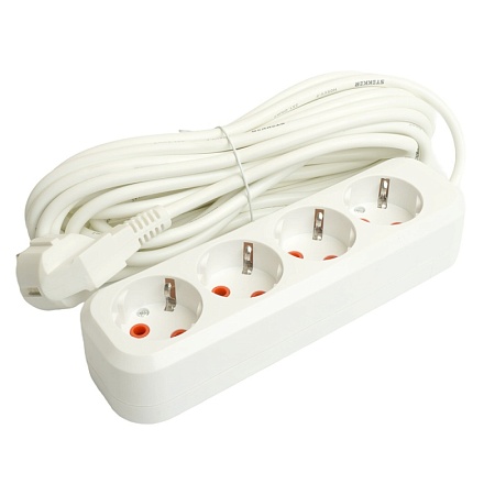 Удлинитель  четырехместный c/з STEKKER HM06-40-07 3x1мм2, 7м, серия Home (У10-429), белый - фото