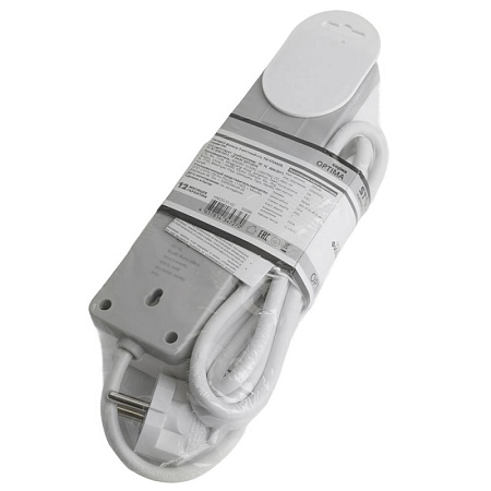 Сетевой фильтр 3-местный с/з STEKKER HM20-31-02 3x1мм2, 1,8 м, серия Optima, белый - фото