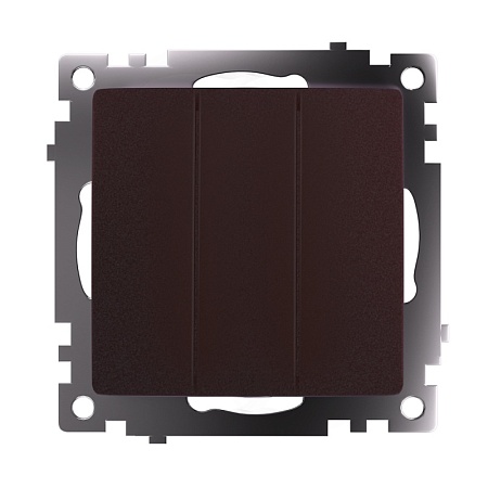 Выключатель 3-клавишный (механизм), STEKKER GLS10-7108-04, 250V, 10А, серия Катрин, шоколад - фото