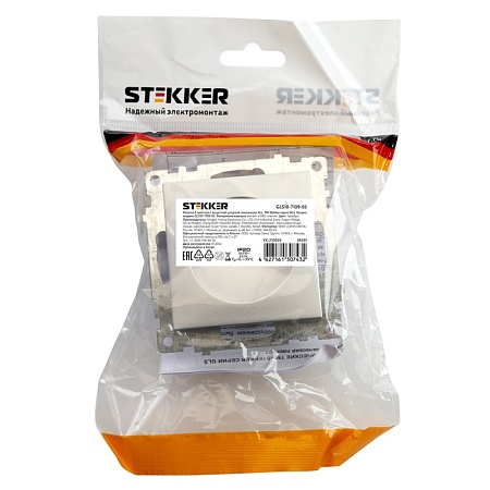 Розетка 1-местная б/з (механизм), STEKKER GLS10-7109-03, 250V, 10А с защитной шторкой, серия Катрин, серебро - фото