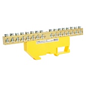 Шина "PE" STEKKER на изоляторе 8*12 на DIN-рейку 16 выводов, желтый, LD555-812-16