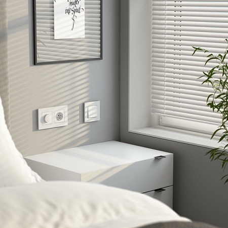 Выключатель двухклавишный с самовозвратом белый матовый W1122461 - фото