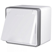 Розетка влагозащ. с зазем. с защит. крышкой и шторками Gallant белая WL15-02-04