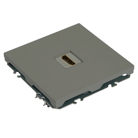 Розетка HDMI 2.0 Type A (механизм), серия Эмили, STEKKER, RST00-5118-10, платиново-серый, soft touch - фото