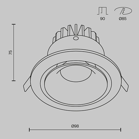 Встраиваемый светильник Technical Yin DL031-L12W3K-D-W - фото