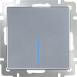 Выключатель одноклавишный проходной с подсветкой серебряный WL06-SW-1G-2W-LED - фото