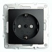 Розетка 1-местная c/з (механизм), STEKKER, PST16-9110-03, 250В, 16А с защитной шторкой, серия Эрна, черный - фото