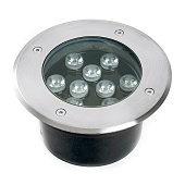 Светодиодный светильник тротуарный (грунтовый) Feron SP2803, 10W, AC/DC12V, низковольтный, 3000К, металлик, 160*H90mm, вн.диаметр: 110mm, IP67