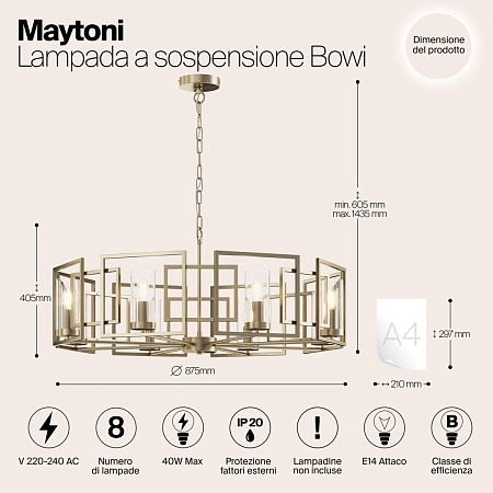 Подвесной светильник Maytoni Bowi H009PL-08G - фото