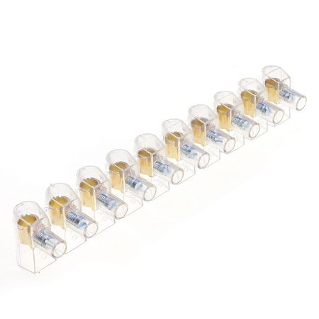 Зажим винтовой концевой изолированный КЗВИ-10 500В, 57А, 10 контактов, поликарбонат LD228-57А - фото