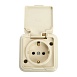 Розетка 1-местная с/з, с крышкой, STEKKER, PST16-21-44 (RA 16-211-БЖ), пластик АВС, 250В, 16А, IP44, слоновая кость (RA 16-211-С) - фото
