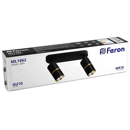 Светильник Feron ML1862 ZEN настенно-потолочный под лампу  GU10, чёрный, золото - фото