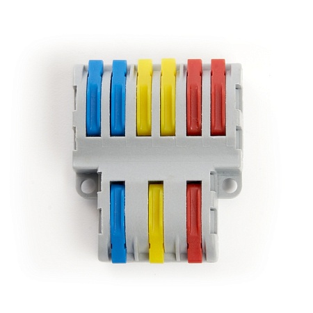 Клемма строительно-монтажная STEKKER для подключения фазных проводников 3 контактные группы, (1 ввод,2вывода на полюс) LD222-427 - фото