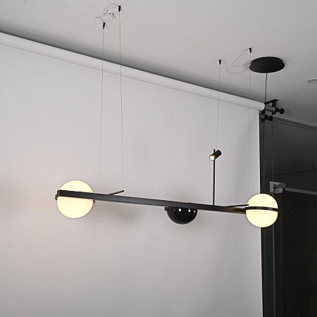 Реечный Подвесной Светильник Palma Wall Lamp 2 Шара + 1 Вазон Горизонтальная Imperiumloft 204172-22 - фото