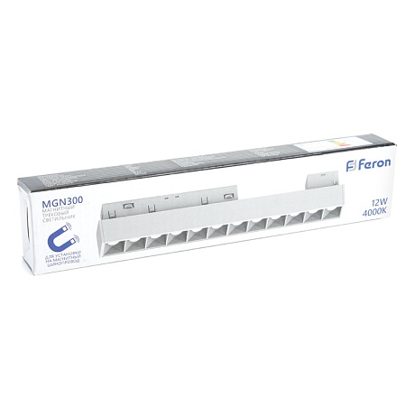 Светильник светодиодный Feron MGN300 трековый низковольтный 12W, 1080 Lm, 4000К, 30 градусов, белый серия LensLine - фото