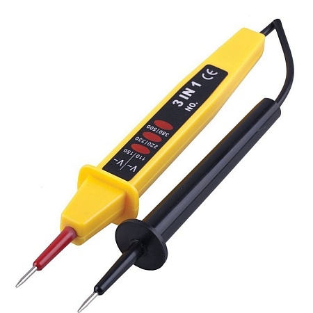 Тестер ступенчатой индикации напряжения STEKKER TST500-2  контактный двухполюсной до 500V, желтый - фото