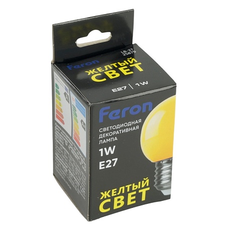 Лампа светодиодная Feron LB-37 Шарик E27 1W 230V Желтый - фото