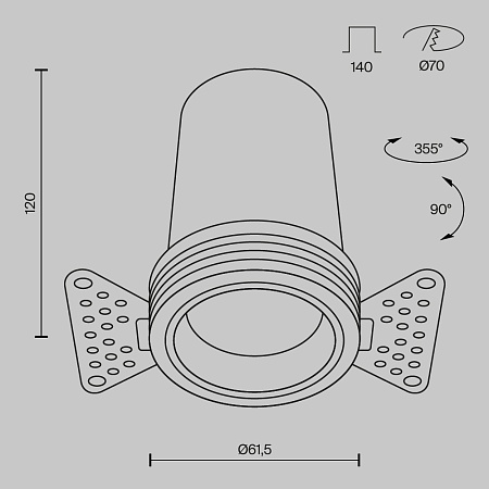Встраиваемый светильник Technical DL125-L12-3K-TRS-B - фото