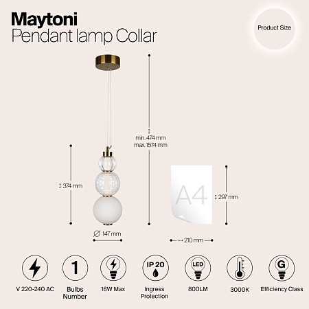 Подвесной светильник Maytoni Collar P069PL-L16G3K - фото