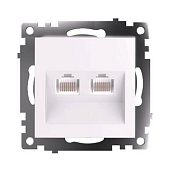 Розетка компьютерная 2-местная RJ-45 (механизм) STEKKER GLS00-7109-01 , серия Катрин, белый