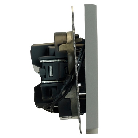 Выключатель 1-клавишный c индикатором (механизм), STEKKER, 250В, 10А, серия Эмили, RSW10-5101-10, платиново-серый, soft touch - фото