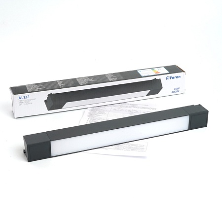 Светодиодный светильник Feron AL132 трековый однофазный на шинопровод 20W 4000K 120 градусов черный серия MattLine - фото