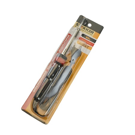 Паяльник с индикатором  60W, нихромовый нагреватель, долговечное жало, 230В STEKKER PLE301-60 - фото