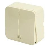 Выключатель открытой установки 2-клавишный с индикатором, STEKKER, 250В, 10А, IP20, серия София, слоновая кость, MSW10-21-04