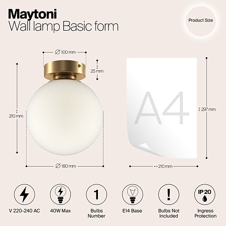 Настенный светильник (бра) Maytoni Basic form MOD321WL-01G2 - фото