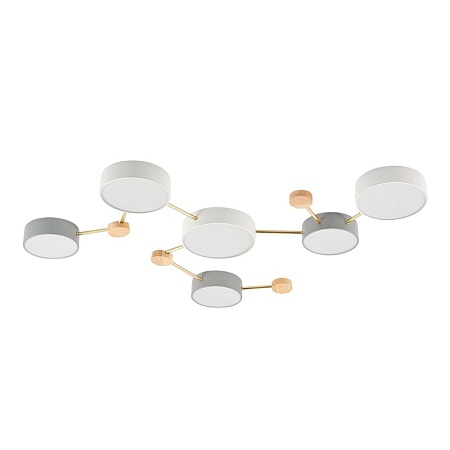 Светильник потолочный Золотистый, Светлое дерево/Белый, Серый LED 6*15W 4000K SLE600102-06 - фото