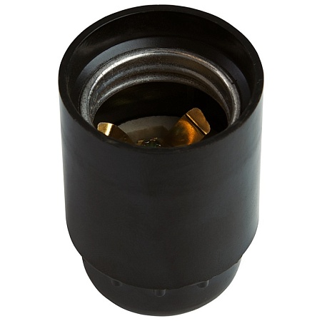 LH82 Патрон Е27 с кольцом, 250V, карболит, латунь, черный, размер 55*58 мм - фото