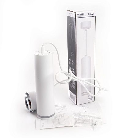 Светильник потолочный Feron ML1708 Barrel LUNA на подвесе  MR16 35W 230V, белый 55*200 - фото