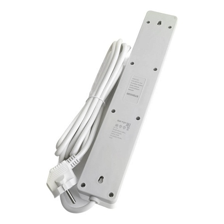 Сетевой фильтр 5-местный с/з STEKKER HM20-51-053x1мм2, 5 м, серия Optima, белый - фото