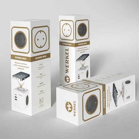 Розеточный блок 3-местный + 3 USB + беспроводная зарядка W6514101 - фото