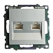 Розетка компьютерная 2-местная RJ-45 (механизм) STEKKER GLS00-7109-03 , серия Катрин, серебро - фото
