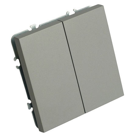 Выключатель 2-клавишный (механизм), STEKKER, 250В, 10А, серия Эмили, RSW10-5104-10, платиново-серый, soft touch - фото