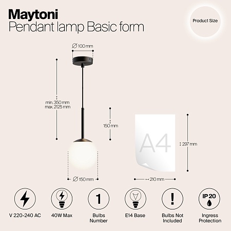 Подвесной светильник Maytoni Basic form MOD321PL-01B - фото