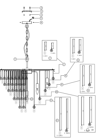 Подвесной светильник Maytoni Linn MOD091PL-09G - фото