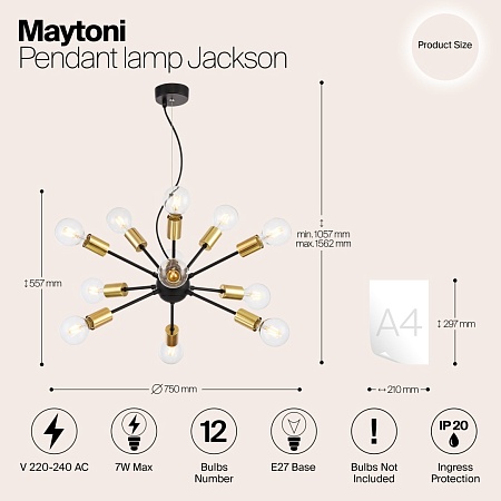 Подвесной светильник Maytoni Jackson T546PL-12B - фото