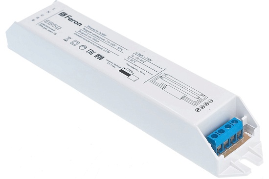 Аппарат пускорегулирующий электронный (с патронами и крепежами), 2*36W T8/G13 230V, EB53 - фото