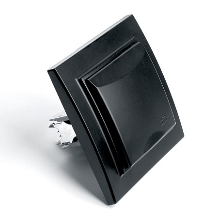 Выключатель 1-клавишный c индикатором STEKKER, PSW10-9001-03, 250V, 10А, серия Эрна, черный - фото