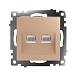 Розетка компьютерная 2-местная RJ-45 (механизм) STEKKER GLS00-7109-08, серия Катрин, золото - фото