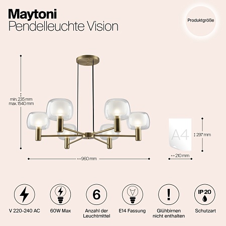 Подвесной светильник Maytoni Vision MOD411PL-06G - фото